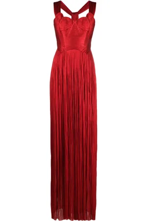 MARIA LUCIA HOHAN Sabina pliss??-silk maxi gown