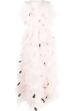 HUISHAN ZHANG Mystique feather-embellished organza gown