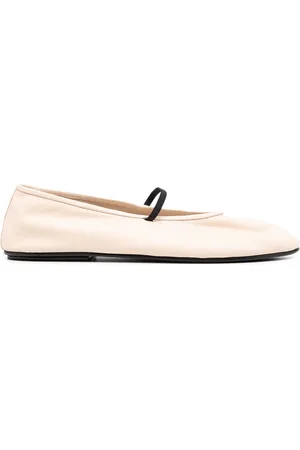 The Row Almond-toe elasticated-strap ballerina flats