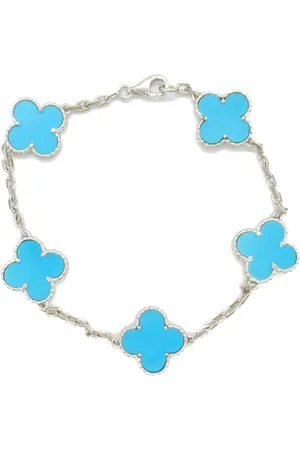Van cleef 2010s 18K white gold Vintage Alhambra turquoise bracelet