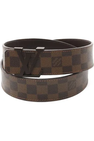 LOUIS VUITTON 2015 LV-logo Damier Ebène belt