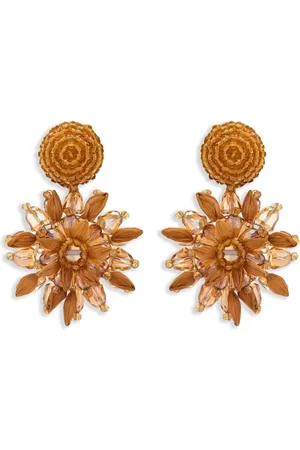 Oscar de la Renta Beaded Flower earrings