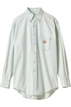 Miu Miu Logo-embroidered chambray denim shirt