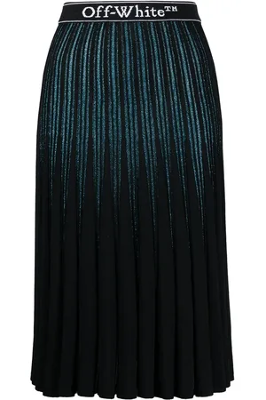 OFF-WHITE Glitter-stripe pleated skirt