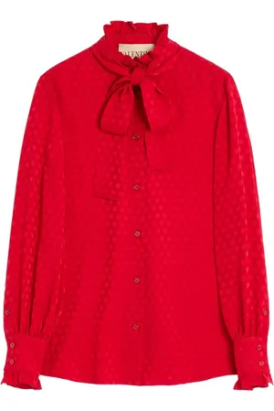 VALENTINO GARAVANI CREPE DE CHINE SHIRT WITH COUR DE COEUR PRINT