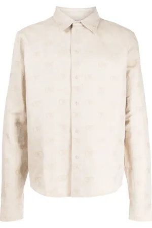 OFF-WHITE Logo-jacquard cotton-linen shirt