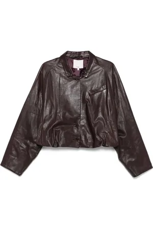 tibi Leather raglan-sleeve blazer