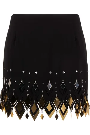 Paco rabanne Embellished cut-out crepe miniskirt