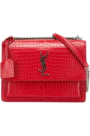 Saint Laurent 2018 Medium Croc Embossed Leather Sunset crossbody bag