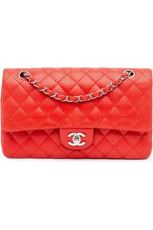 CHANEL 2006-2008 Medium Classic Perforated Lambskin Double Flap shoulder bag