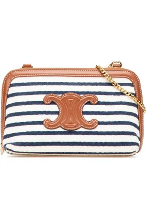 Céline 2021 Striped Canvas Triomphe Chain crossbody bag
