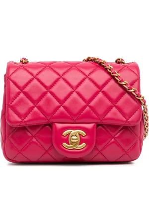 CHANEL 2019 Mini Square Classic Lambskin Pearl Crush Single Flap crossbody bag