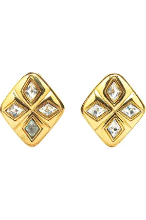 CHANEL 20th Century Plated Diamond Crystal Clip on Earrings costume earrings