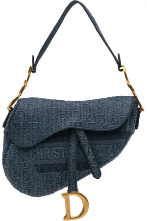 Dior 2019 Oblique Embroidered Denim Saddle Bag shoulder bag