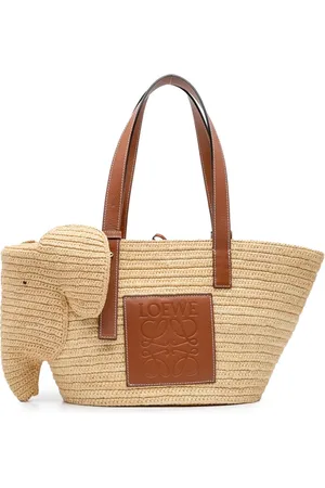 Loewe 2021 Medium Raffia Elephant Basket Bag tote bag