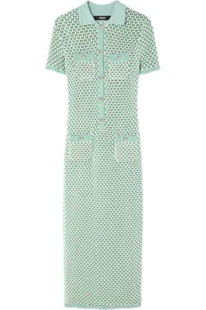 VERSACE Crochet knit polo maxi dress