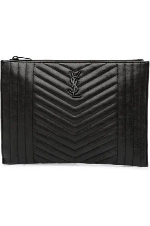 Saint Laurent 2016 Monogram Mixed Matelasse Lambskin Zipped Document Holder clutch bag