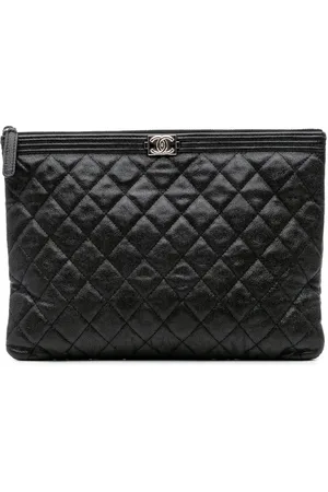 CHANEL 2019 Medium Quilted Caviar Boy O Case clutch bag