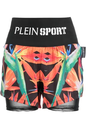 Philipp Plein Floral-print double-layered cotton running shorts