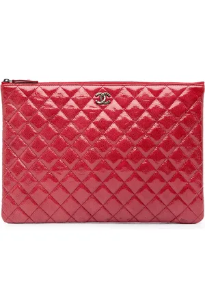 CHANEL 2014 Large Quilted Patent O Case clutch bag