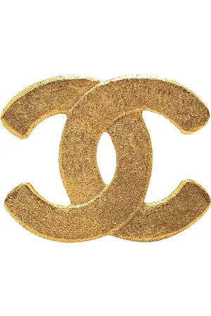 CHANEL 1980-1990 Plated CC Brooch costume brooch