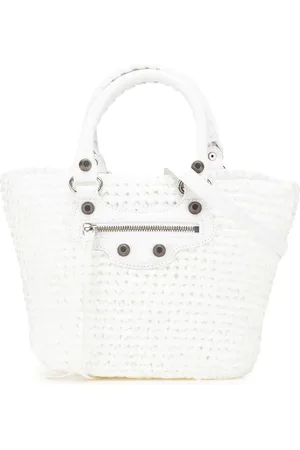 Balenciaga 2021-2025 Small Nylon Raffia Effect Le Cagole Panier Basket Bag satchel