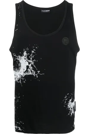Philipp Plein Splash-print cotton tank top