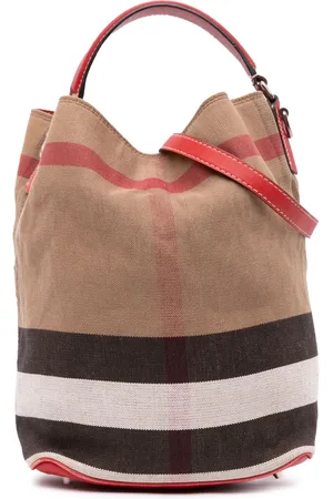 Burberry 2000-2017 Medium Mega Check Canvas Ashby Bucket Bag satchel