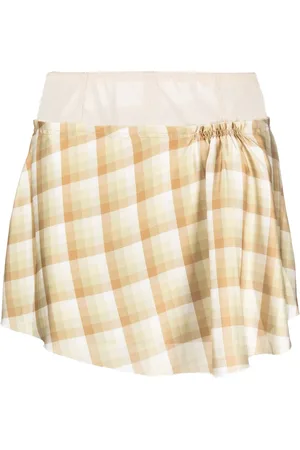 Juneyen Plaid-pattern panelled skirt