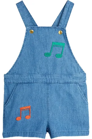 Mini Rodini Note-embroidered dungarees