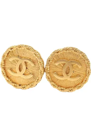 CHANEL 1995 Plated CC Starburst Clip On Earrings costume earrings
