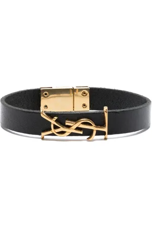 Saint Laurent Cassandre logo-plaque leather bracelet