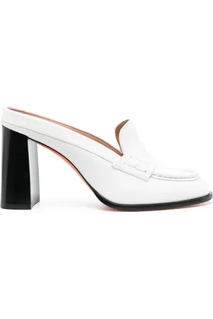santoni 85mm leather loafer mules
