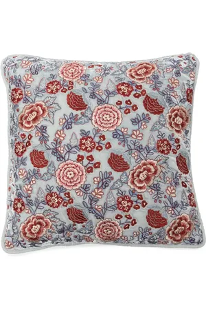 Anke Drechsel Floral-embroidered silk-velvet cushion