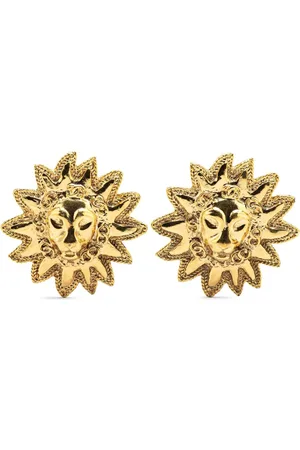 CHANEL 1970-1980 Plated Lion Motif Clip On Earrings costume earrings