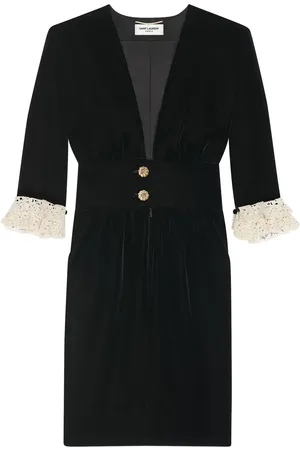 Saint Laurent Lace-trim midi dress