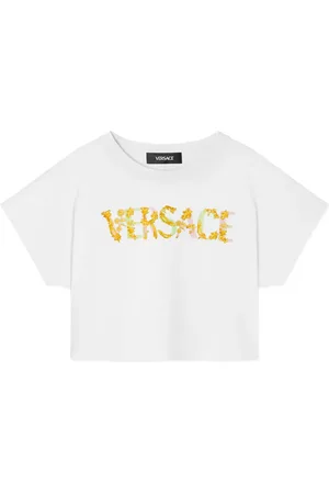 VERSACE Logo-print cropped T-shirt