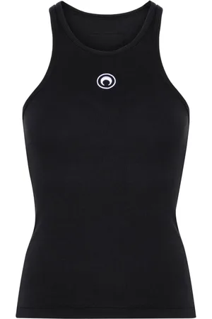 Marine Serre Moon-embroidered ribbed tank top