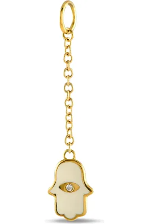 Aaron Basha 18K yellow hamsa diamond pendant