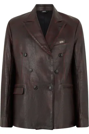 GCDS Leather double-breasted blazer