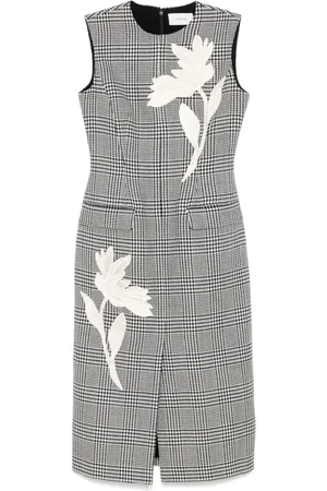 Erdem Floral-embroidered checked maxi dress