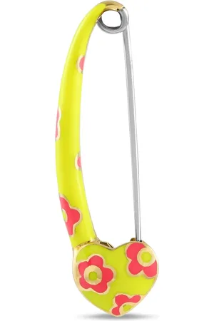 Aaron Basha 18K yellow floral safety-pin brooch