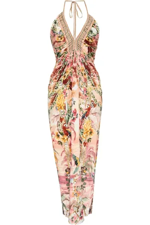 Camilla V-neck gathered jersey dress