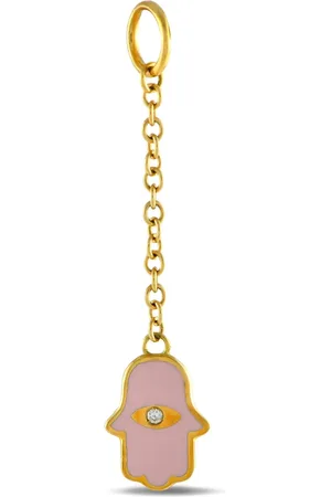 Aaron Basha 18K yellow Hamsa charm diamond pendant