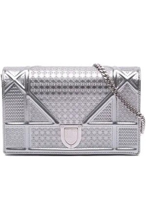 Dior 2017 Metallic Patent Microcannage Diorama Wallet on Chain crossbody bag