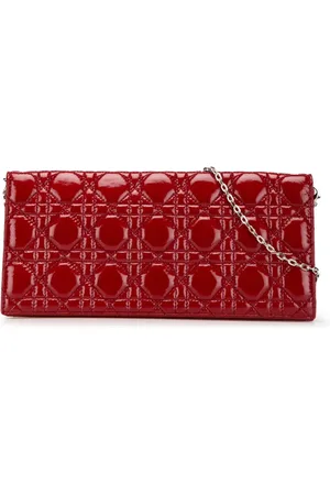 Dior 2011 Patent Cannage Lady Dior Clutch with Chain crossbody bag