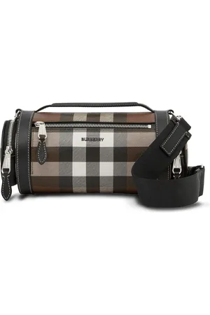 Burberry Exaggerated Check-print leather messenger bag