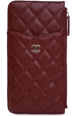 CHANEL 2020 CC Quilted Caviar Flat Phone Case Wallet pouch