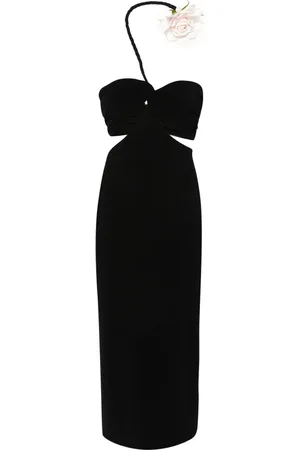 MAGDA BUTRYM Rose-detail asymmetric midi dress