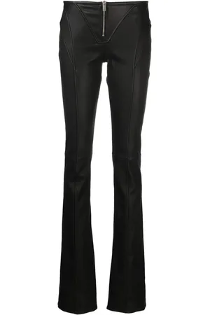 BLUMARINE Leather low-waist flared trousers